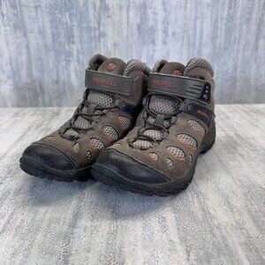 Kids Merrell Moab 2 mid waterproof hiking Boot Shoe Size 4.5 Brown Orange